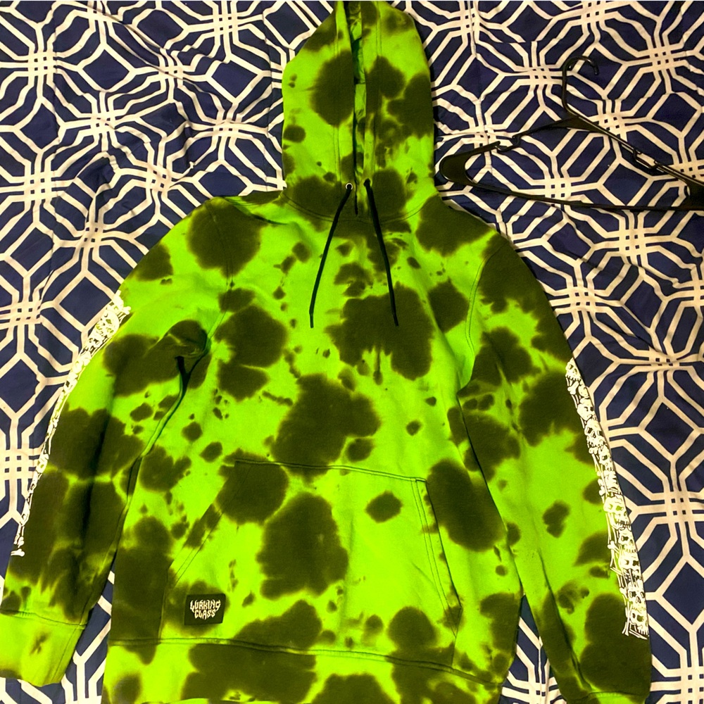 Green tie dye lurking class hoodie